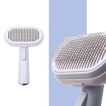 Pet Grooming Brush with Release Button, 5-in-1 Comb for Dogs & Cats, Hair Remover and Massaging Tool for Long or Short Hair