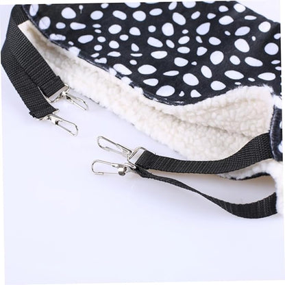 COHEALI Double-Sided Hanging Cat Hammock Breathable Pet Bed 27x27cm Compact Black and White Dots Suitable for Indoor Cats Winter Warm Den