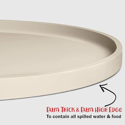 DogBuddy Dog Food Mat - Waterproof Dog Bowl Mat, Silicone Pet Mat for Food and Water Bowls, Nonslip Pet Feeding Mat with Edges, Dogs Food Mats for Floors, Puppy Supplies (Large, White Sand)