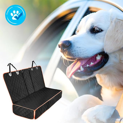 Dog Car Back Seat Cover, Waterproof Scratch-Resistant 600D Heavy Duty Vehicle Pet Bench Seat Protector, Non Slip Automotive Interior Backseat Cushions, Universal for SUV Sedan Truck (Orange)