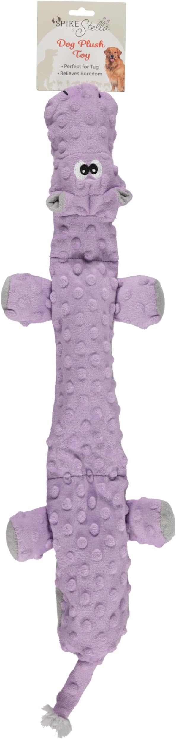 Cudlie Stuffless Plush Dog Toy with Multiple Large Squeakers – No-Stuffing Squeaky Dog Toy for Small & Medium Dogs – Alligator, Shark, Duck & Hippo Animal Designs