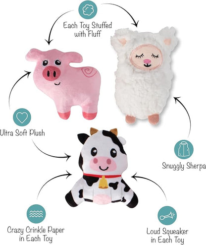 Fringe Studio Plush Dog Toy Set, Needle in The Haystack, Small 3 Piece Set, Pet Shop Collection (662054)