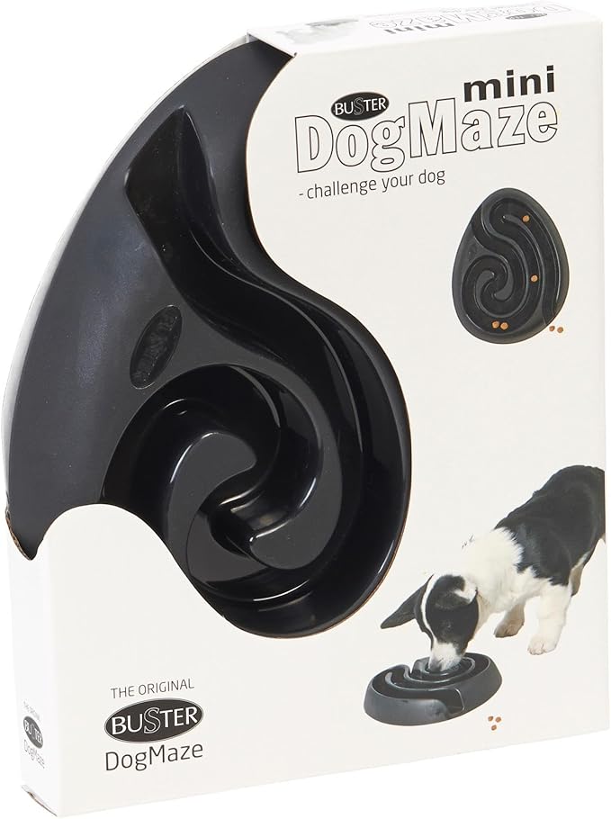 Kruuse Buster DogMaze Mini Black Bowl – Non-Toxic Interactive Slow Feeder for Better Digestion & Energy