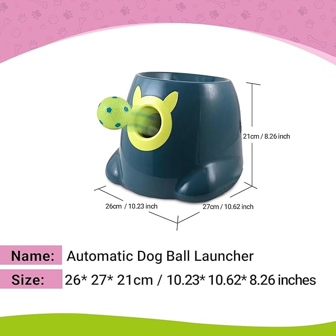 Auto Small Dog Ball Thrower for Small & Medium Dogs | Remote Control Launcher Toy with 6 Balls & Accessories – Indoor & Outdoor Use | Dual Power Options – Super Blue