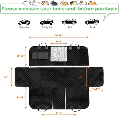 Vailge 100% Waterproof Convertible Dog Car Seat Covers,100% Waterproof Dog Seat Cover with Mesh Window, Heavy Duty seat Cover for Dogs, Dog car Hammock Pet Seat Cover for Cars Trucks suvs,Black,Large