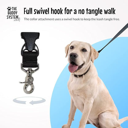 The Buddy System Adjustable Hands Free Dog Leash, Hand-Free Leash for Running, Jogging, Walking, Hiking and Training Service Dogs, Versatile All Dog Sizes - Made in USA - Large, Black