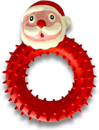 WantChew Latex Dog Squeaky Chew Toy Chrismas Series (Santa Circle)