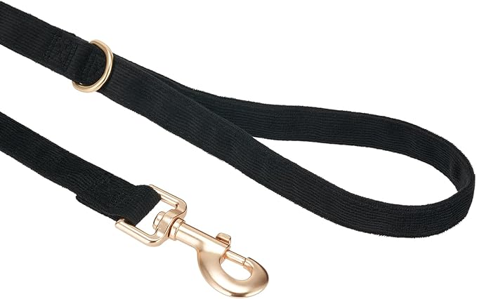 Soft Corduroy Fibric Dog Leash, 5 Feet Length Lead with Heavy Duty Rotating Hook, for Medium Large Dogs.(M,Black)
