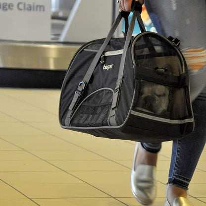 Coastal Pet Bergan Comfort Carrier - Breathable Travel Carrier for Dogs & Cats - Black & Grey, 16" x 8" x 11"
