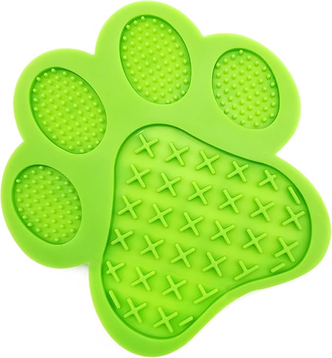 Dog Lick Pad, Dog Washing Distraction Device, Slow Eating Cute Mat with Super Suction for Pet Licking Peanut Butter, Bathing, Grooming Training (Green)