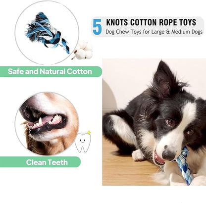 Dog Rope Toys for Large Dogs Aggressive Chewers,Indestructible Cotton Rope for Large Breed Dog, Tug of War Dog Toy, Durable 3ft Dog Toys with 5 Knots