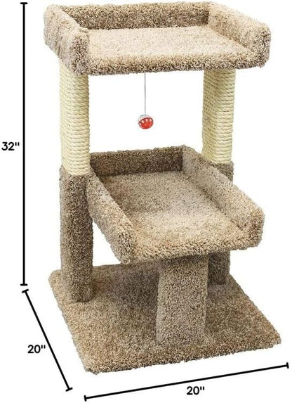 Cat Tree & Play Perch - 20"x20"x32" Large Indoor Cat Tower