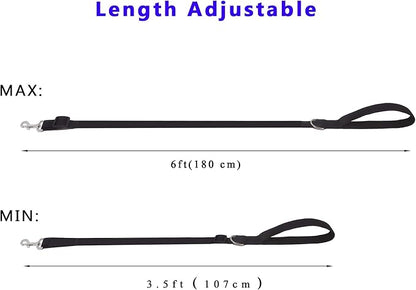 6FT Adjustable Dog Leash, Nylon Dog Leashes for Medium Large Dogs (Black)