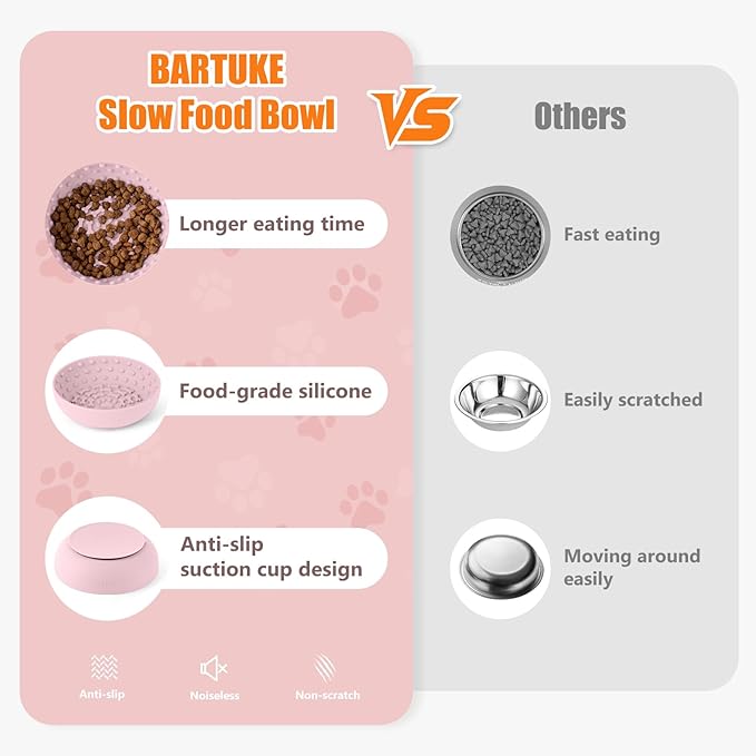 Dog Lick Bowl, Slow Feeder Dog Bowl Licking Mat for Small to Large Dogs, BPA-Free Non-Slip Silicone Slow Feeder Treat Dispenser for Anxiety Relief, Freezer & Dishwasher Safe (Pink, 8.3"x2.6")