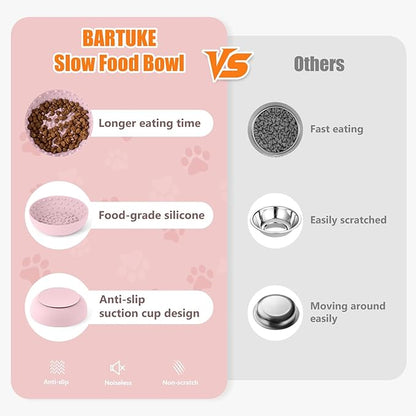 Dog Lick Bowl, Slow Feeder Dog Bowl Licking Mat for Small to Large Dogs, BPA-Free Non-Slip Silicone Slow Feeder Treat Dispenser for Anxiety Relief, Freezer & Dishwasher Safe (Pink, 8.3"x2.6")