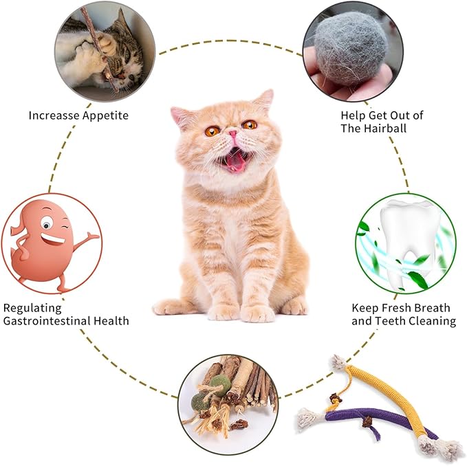 Kyouki Cat Toys Cat Chew Toys, Silvervine Sticks Catnip Rope Toys for Cats Teeth Cleaning, Kitten Dental Care, Kitty for Indoor Cats Increase Appetite,Enhances Oral & Dental Health (20 Pack)