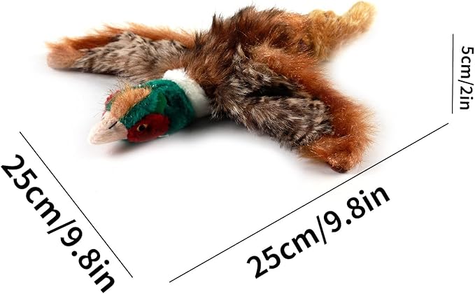 ALL FOR PAWS Squeaky Doy Toy, Pheasant Dog Toy for Small Medium Breed, Puppy Fetch Toy with Squeaker, Plush Chew Dog Toy, 9.8 x 9.8 x 2 inches, Classic-Pheasant S