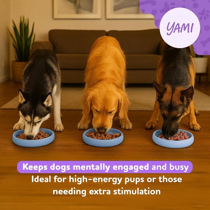 YAMI Dog Lick Bowl, Lick Mat for Dogs, Wet Food Cat Slow Feeder, Freeze Bowl, Enrichment & Puzzle Toy for Anxiety Relief, Food-Grade Silicone, Suction Cups, Dishwasher Fit, for All Breed (Light Blue)