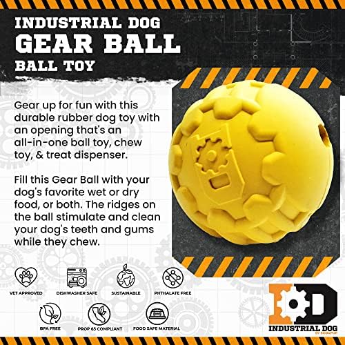 SodaPup Industrial Dog Gear Ball – Durable Ball Toy, Chew Toy, & Treat Dispenser Made in USA from Non-Toxic, Pet-Safe, Food Safe Natural Rubber Material for Bonding, Mental & Physical Exercise, & More - Image 3