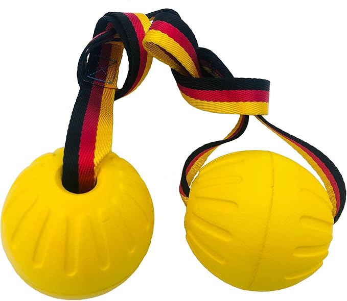 2pcs Diameter 2.76inch Dog Rope Ball, EVA Rubber Ball on a Rope Dog Toy can Floats in Water, for Interactive Pet Chewing Training Working Dog Rope Ball Toy, Tugging Ball Toys(Yellow)