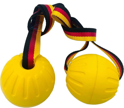 2pcs Diameter 2.76inch Dog Rope Ball, EVA Rubber Ball on a Rope Dog Toy can Floats in Water, for Interactive Pet Chewing Training Working Dog Rope Ball Toy, Tugging Ball Toys(Yellow)