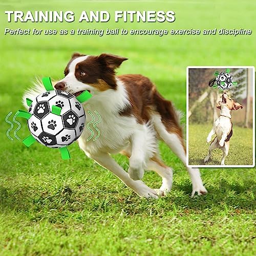 Amasiver Dog Soccer Ball Toys, 9'' World Cup Dog Soccer Ball with Straps, Dogs Birthday Gifts, Water Toy, Herding Ball, Durable Balls for Large XLarge Pet, Outdoor Dog Toy (9 Inch-XLarge) - Image 2