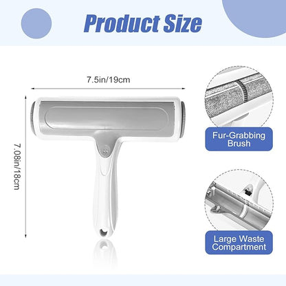 Roller Pet Hair Remover – Reusable Lint Roller for Dog & Cat Hair on Furniture, Couch, Carpet, Rugs, Bedding & Car – Portable, Eco-Friendly (White Gray)