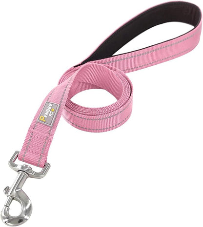 Dog Leash 6 FT Padded Handle Nylon Reflective Dogs Leashes for Medium Dogs Pink