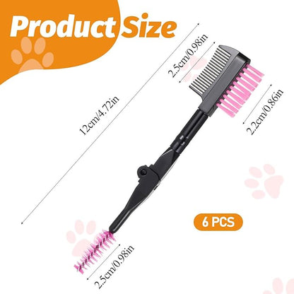 6 Packs Double-Sided Grooming Comb Dogs Tear Stain and Eye Cleaning Combs Eye Cleaning Brush for Pets Removing Crust, Mucus for Small Dogs and Cats(Pink)