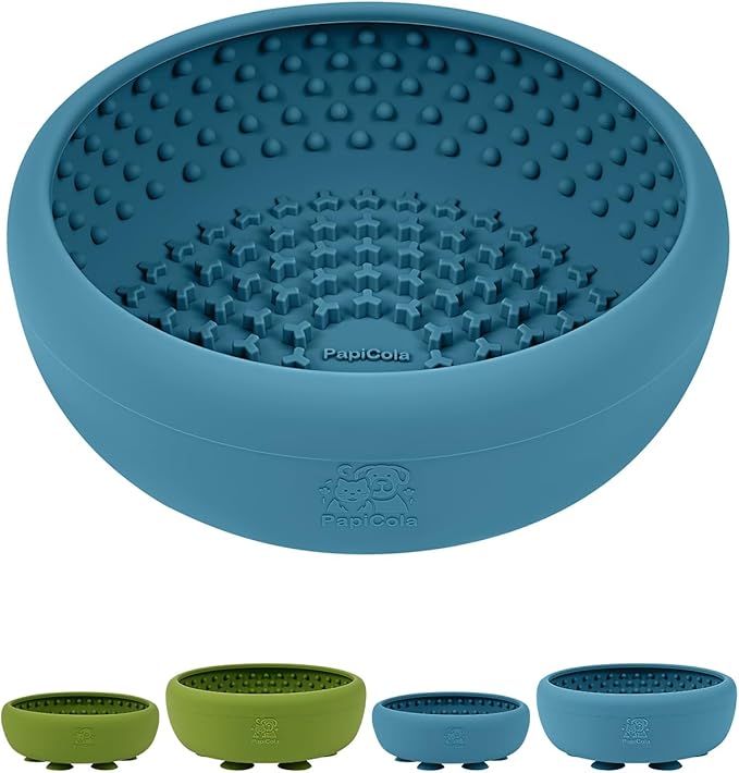 Dog Lick Bowl for Dogs, Lick Mat, Slow Feeder Lick Bowl with Strong Suction, BPA-Free Silicone, Freeze Licking Bowl for Anxiety Relief, Enrichment & Distraction, Dishwasher Safe (Blue, L)