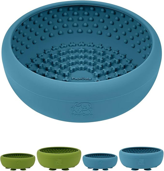 Dog Lick Bowl for Dogs, Lick Mat, Slow Feeder Lick Bowl with Strong Suction, BPA-Free Silicone, Freeze Licking Bowl for Anxiety Relief, Enrichment & Distraction, Dishwasher Safe (Blue, L)