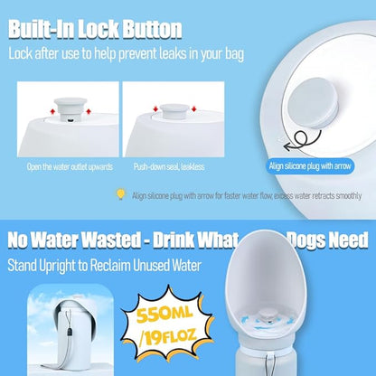 Foldable Dog Water Bottle for Small Dogs & Cats, Leak-Proof Portable Pet Water Dispenser, One-Hand Operation Travel Puppy Water Cup for Walking, Hiking, Outdoor