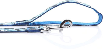 Heavy Duty Dog Leash, 4 FT/ 6 FT/ 10 FT Long, 1 Inch Wide, Nylon Camouflage Dog Leash for Small and Medium Dogs (Blue, 10 FT)