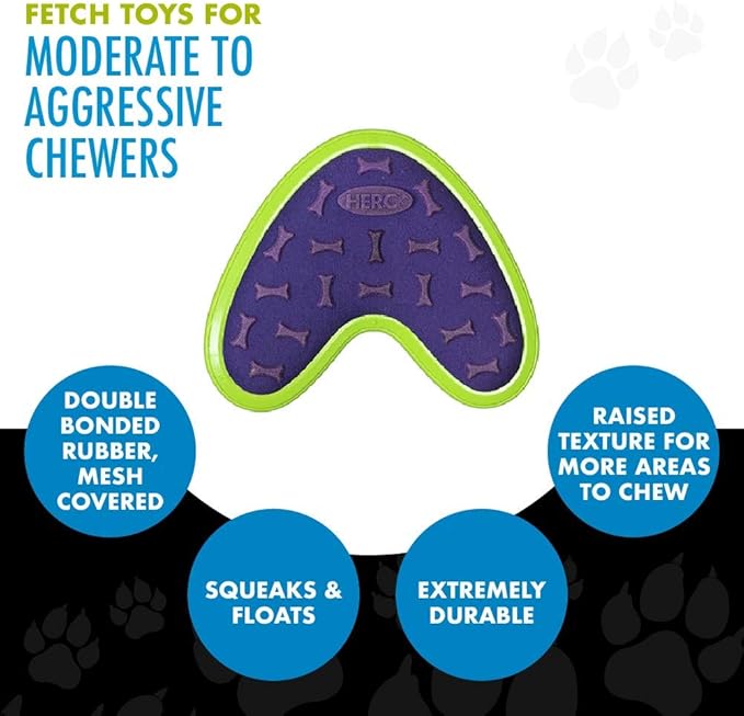 Hero - Outer Armor Boomerang Dog Toy - Dog Chew Toy - Dog Toys - Puppy Toys - Pet Toys - Designed for Medium to Large Sized Dogs from 45-65 lbs - Purple