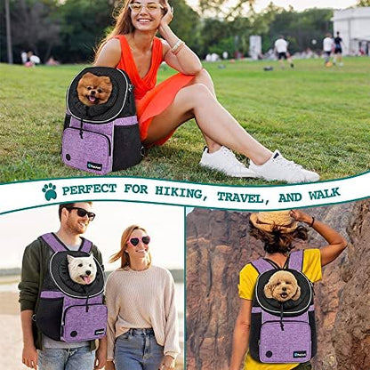 PetAmi Adjustable Cat & Dog Chest Carrier Backpack, Ventilated for Hiking & Camping, Max 10 lbs, Purple - Image 6