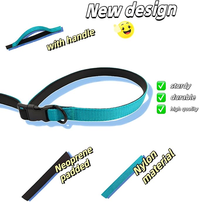 Multifunctional Dog Leash with Extra Handle -4 in 1 Hands-Free Adjustable Dog Leash for Jogging, Walking, Running - Fits Small and Medium-Sized Dogs (Blue, M)