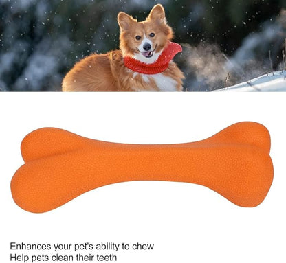 Rubber Dog Toy, Tough Dog Bone Toy Durable Dog Chew Toy Hard Rubber Bone for Dogs Indestructible Dog Toys Dental Dog Toy for Teeth(S-Orange)