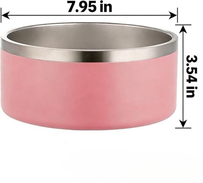 Stainless Steel Pet Bowl 64oz - Large Capacity Dog Cat Food Water Bowl, Non-Slip Pink Feeding Bowl for Medium Large Pets