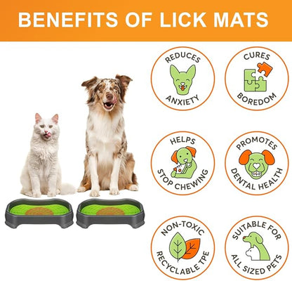 Neater Pets Neat-LIK Dog Lick Mat w/Mess-Proof Tray, Lick Mat for Dogs, Cats, Puppy, Reduces Anxiety & Boredom, Peanut Butter Slow Feeder, Interactive Treat Licking Pad (Green/Gunmetal)