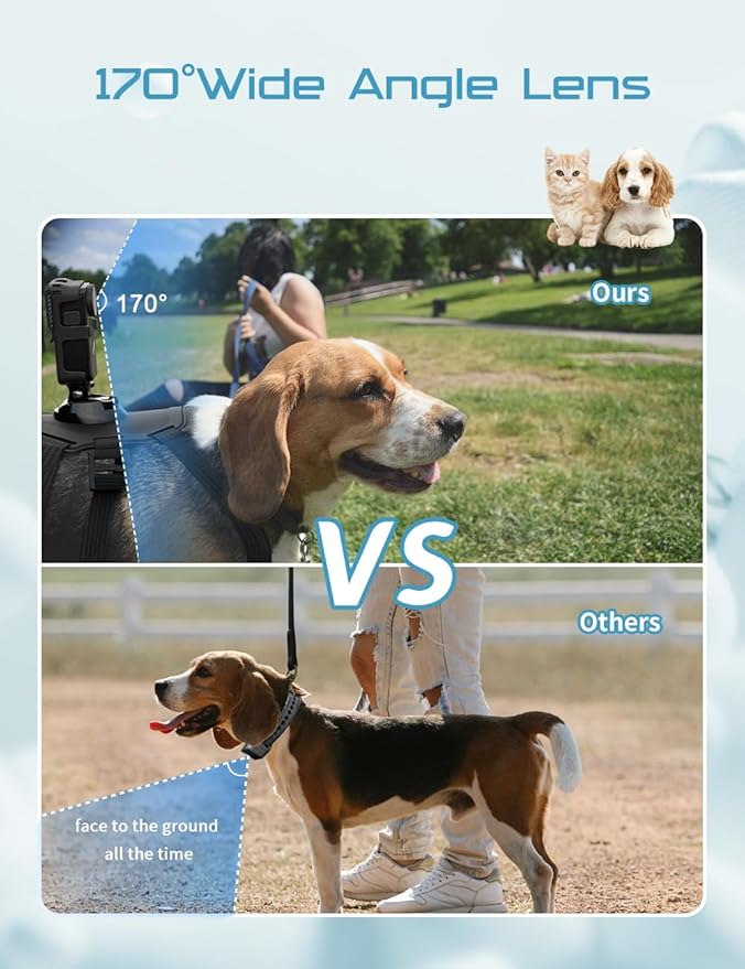 Dog Collar Camera with 64GB SD Card, 4K Cat Collar Cameras with Touch Screen, Dog Collar with Camera for Video Records, Pet Cameras Collar for Remote Monitoring Indoor Outdoor Dog Birthday Gift