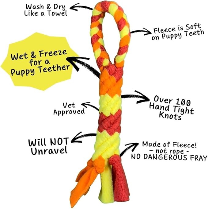 Chelsy's Toys Interactive Tug Toy for Dogs and Puppies, Mental Stimulation Toy, Slow-Play, Brain Exercise for Puppies & Seniors, Freeze forTeething Relief, Blue, Orange, Purple (Orange)