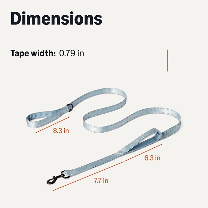 Amazon Basics Reflective Dog Leash with Dual-Padded Handles and D Ring, 4ft