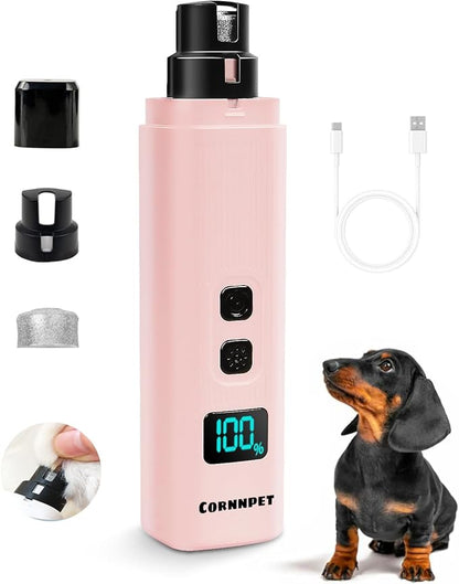 Electric Dog Nail Grinder with 2 Level LED Lights, 2 Speed Super Quiet and Low Vibration Electric Cat Nail Grinder - Rechargeable Pet Nail Grinder for Small Dogs Cats - Pink