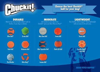 Chuckit! The Whistler Ball Dog Toy, Medium (2.5 Inch Diameter) for Dogs 20-60 lbs, Pack of 1