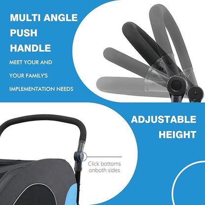 Pet Stroller for Large Dogs up to 80lbs, All-Terrain with Adjustable Handle & Mesh Dual-Windo, Large Dog Stroller for Multiple Pets, Blue