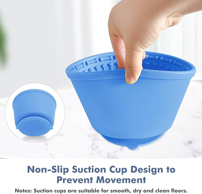 Large Silicone Slow Feeder Dog Bowls, Non-Slip Dog Slow Feeder Lick Bowl for Medium Large Breed, Enrichment Toys for Distraction, Anxiety Relief & Enrichment (Blue, 4.2 Cup)