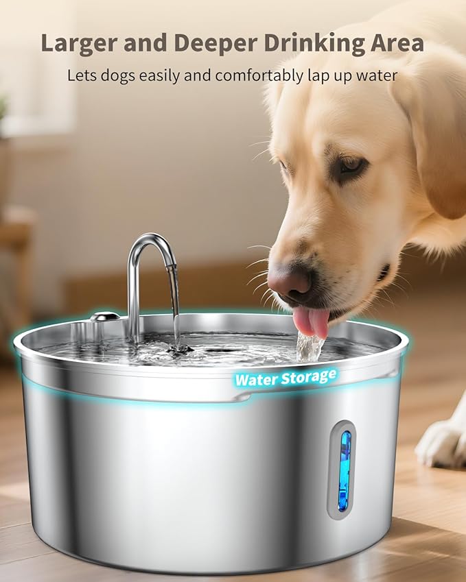 Dog Water Fountain for Large Dogs, 7L/236oz Stainless Steel Dog Fountain Water Bowl, Automatic Dog Water Bowl Dispenser