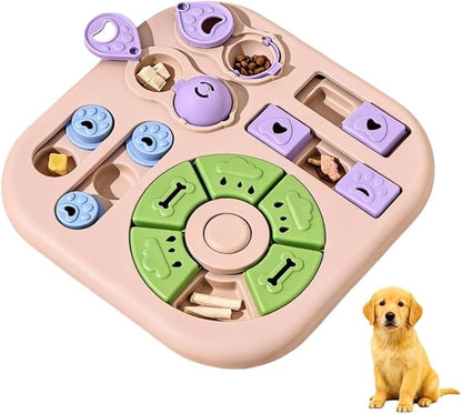 Interactive Cat Puzzle Toy & Treat Dispenser - Maze Slow Feeder for Small, Medium & Large Cats, Enrichment Toy for IQ Training, Reduces Bloating & Prevents Gulping (Light Pink)