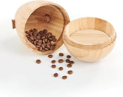 LOOBANI Bamboo Treat Dispenser Wobble Toys Enrichment Puzzle Food Dispenser Ball Toy IQ Training for Small Medium Dog