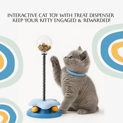 Interactive Cat Toy with Treat Dispenser – Keep Your Kitty Engaged & Rewarded! (White-Yellow)